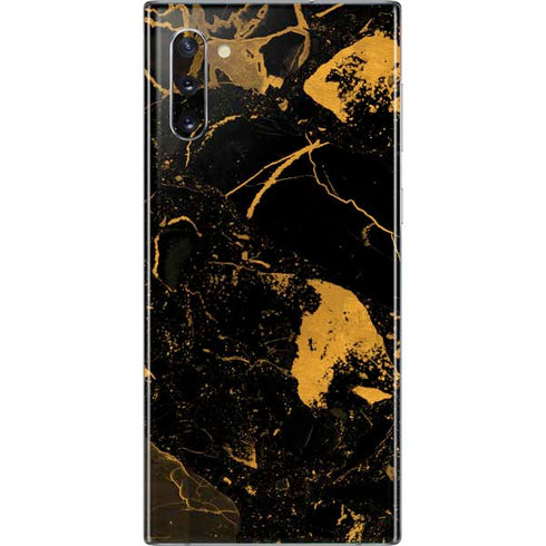 Black and Gold Scattered Marble Galaxy Note 10 Skin