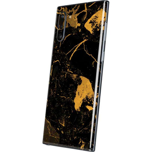 Black and Gold Scattered Marble Galaxy Note 10 Skin