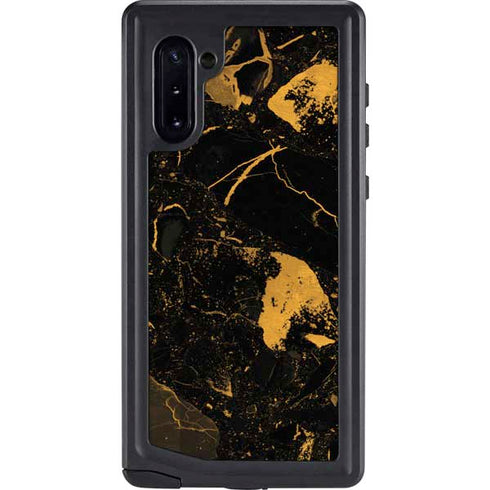 Black and Gold Scattered Marble Galaxy Note 10 Waterproof Case