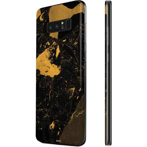Black and Gold Scattered Marble Galaxy Note 8 Skin