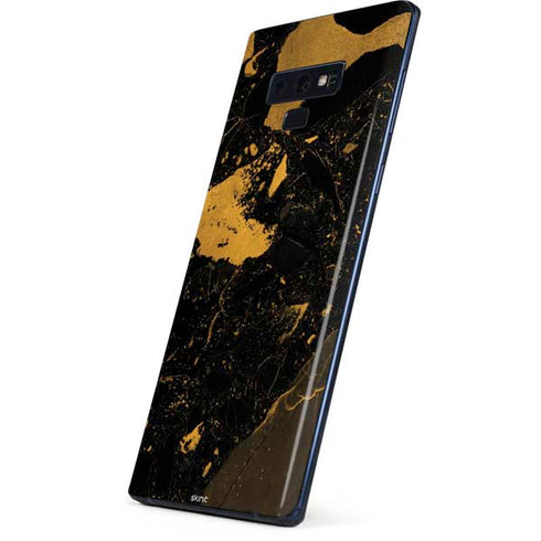 Black and Gold Scattered Marble Galaxy Note 9 Skin