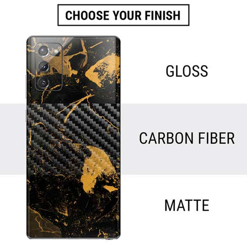 Black and Gold Scattered Marble Galaxy Note20 5G Skin