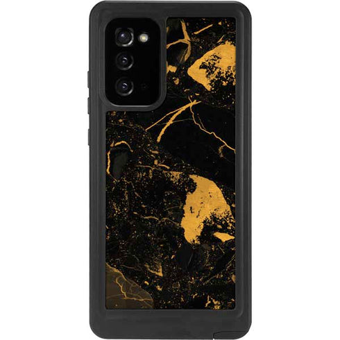 Black and Gold Scattered Marble Galaxy Note20 5G Waterproof Case