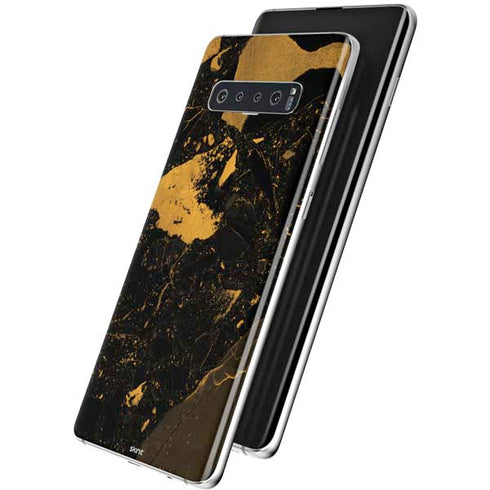 Black and Gold Scattered Marble Galaxy S10 Plus Skin
