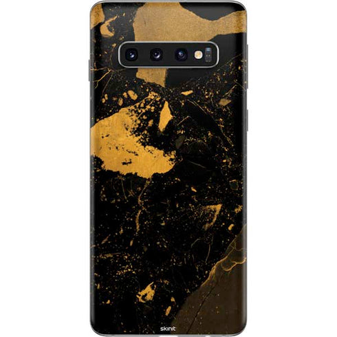 Black and Gold Scattered Marble Galaxy S10 Skin