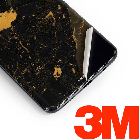 Black and Gold Scattered Marble Galaxy S10 Skin
