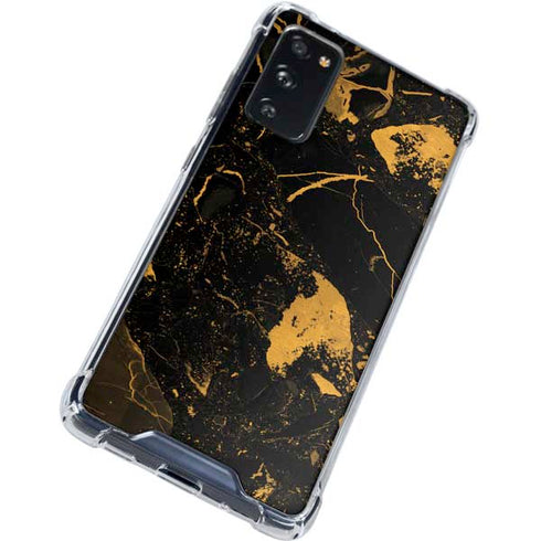 Black and Gold Scattered Marble Galaxy S20 FE Clear Case