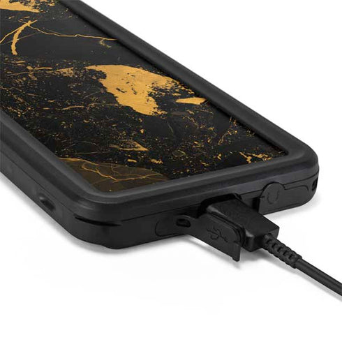 Black and Gold Scattered Marble Galaxy S20 Plus Waterproof Case