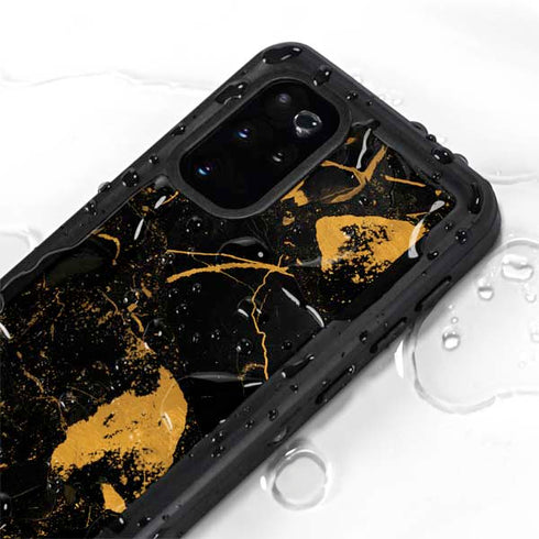 Black and Gold Scattered Marble Galaxy S20 Plus Waterproof Case