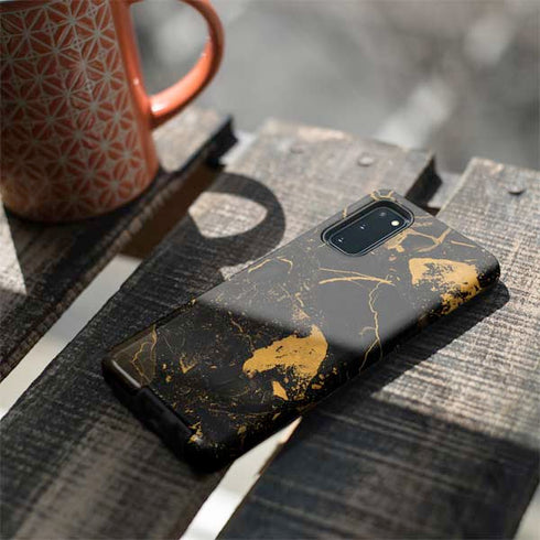 Black and Gold Scattered Marble Galaxy S20 Pro Case
