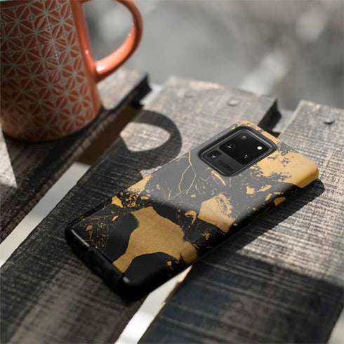Black and Gold Scattered Marble Galaxy S20 Ultra 5G Pro Case