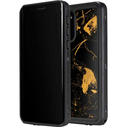 Black and Gold Scattered Marble Galaxy S20 Waterproof Case