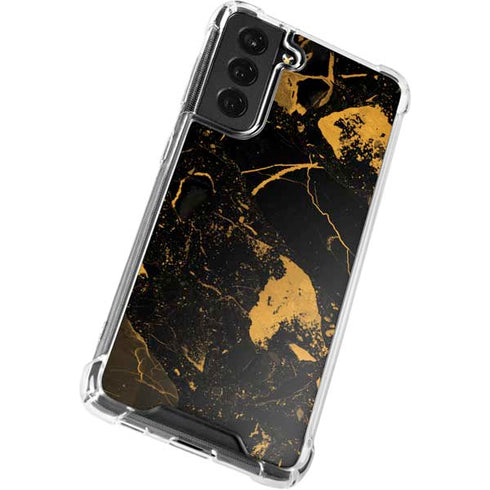 Black and Gold Scattered Marble Galaxy S21 FE Clear Case