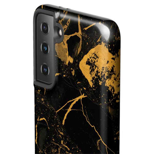 Black and Gold Scattered Marble Galaxy S21 FE Pro Case