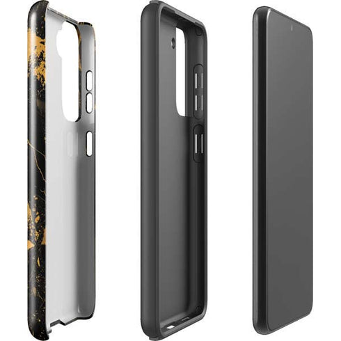 Black and Gold Scattered Marble Galaxy S21 FE Pro Case