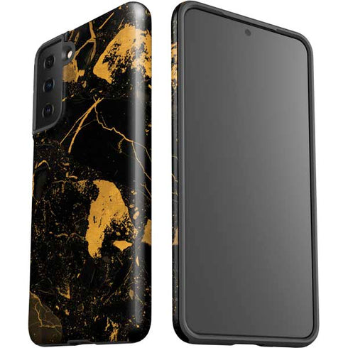Black and Gold Scattered Marble Galaxy S21 FE Pro Case
