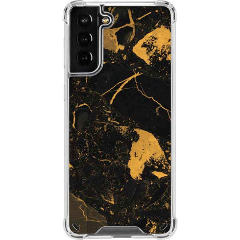 Black and Gold Scattered Marble Galaxy S21 Plus 5G Clear Case