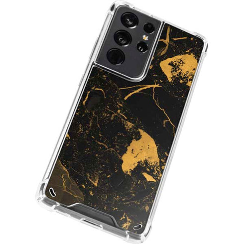 Black and Gold Scattered Marble Galaxy S21 Ultra 5G Clear Case