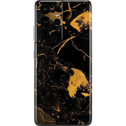 Black and Gold Scattered Marble Galaxy S21 Ultra 5G Skin