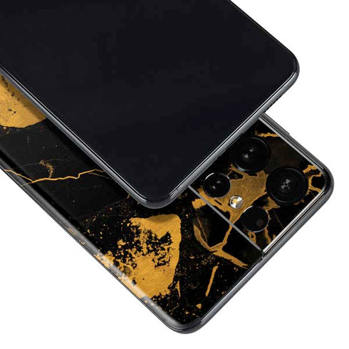 Black and Gold Scattered Marble Galaxy S21 Ultra 5G Skin