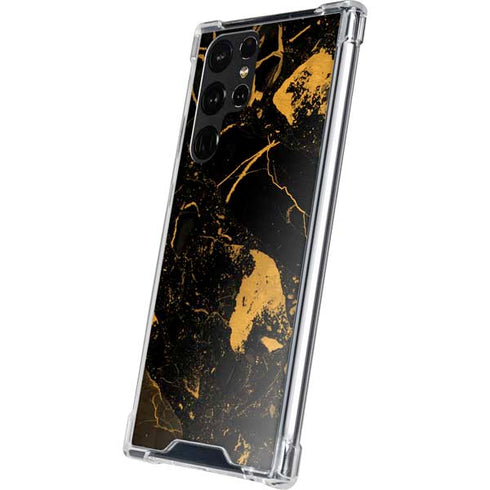 Black and Gold Scattered Marble Galaxy S22 Ultra Clear Case