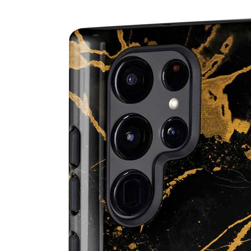 Black and Gold Scattered Marble Galaxy S22 Ultra Pro Case
