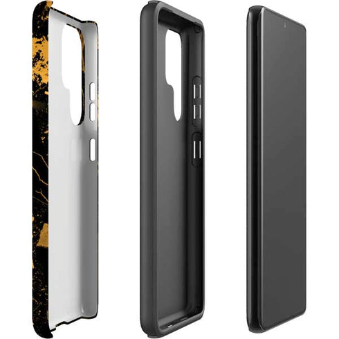Black and Gold Scattered Marble Galaxy S22 Ultra Pro Case