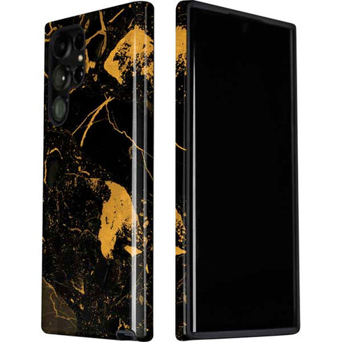 Black and Gold Scattered Marble Galaxy S22 Ultra Pro Case