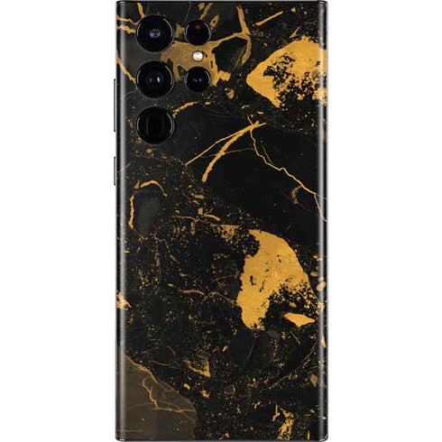 Black and Gold Scattered Marble Galaxy S22 Ultra Skin