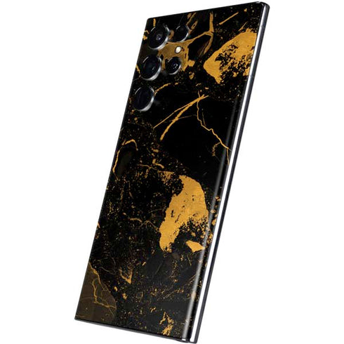 Black and Gold Scattered Marble Galaxy S22 Ultra Skin