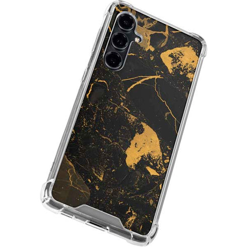 Black and Gold Scattered Marble Galaxy S23 FE Clear Case