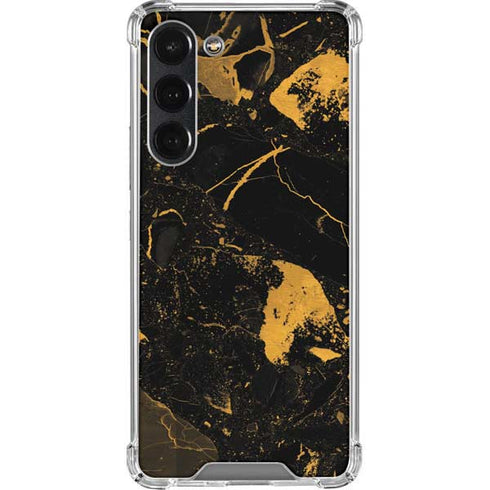 Black and Gold Scattered Marble Galaxy S23 Plus Clear Case