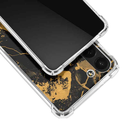 Black and Gold Scattered Marble Galaxy S23 Plus Clear Case