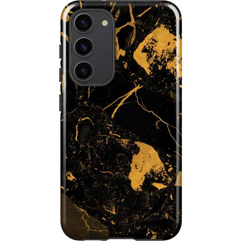 Black and Gold Scattered Marble Galaxy S23 Plus Pro Case