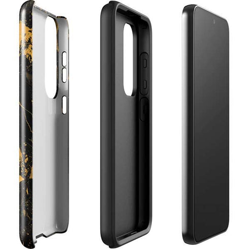 Black and Gold Scattered Marble Galaxy S23 Plus Pro Case