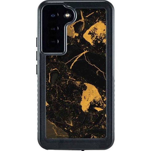 Black and Gold Scattered Marble Galaxy S23 Plus Waterproof Case