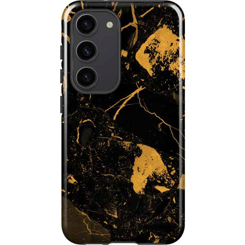 Black and Gold Scattered Marble Galaxy S23 Pro Case