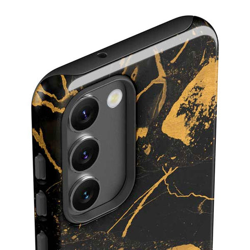 Black and Gold Scattered Marble Galaxy S23 Pro Case