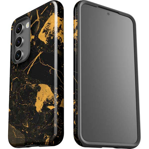 Black and Gold Scattered Marble Galaxy S23 Pro Case