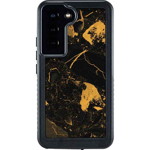 Black and Gold Scattered Marble Galaxy S23 Waterproof Case