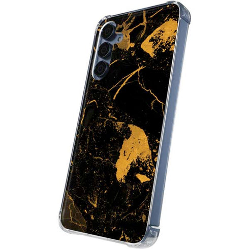 Black and Gold Scattered Marble Galaxy S24 Clear Case