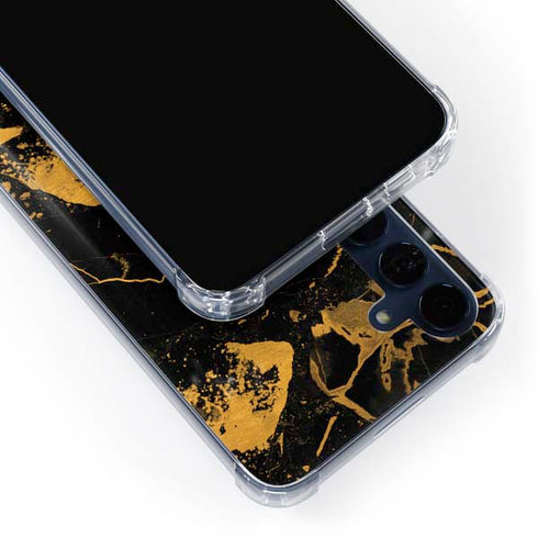 Black and Gold Scattered Marble Galaxy S24 Clear Case