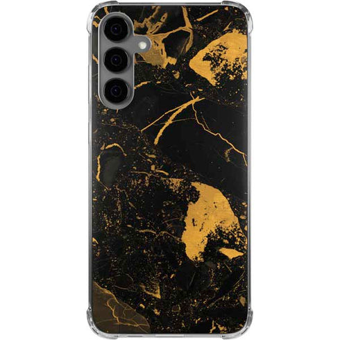 Black and Gold Scattered Marble Galaxy S24 Plus Clear Case