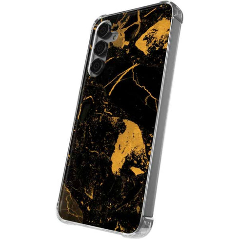 Black and Gold Scattered Marble Galaxy S24 Plus Clear Case