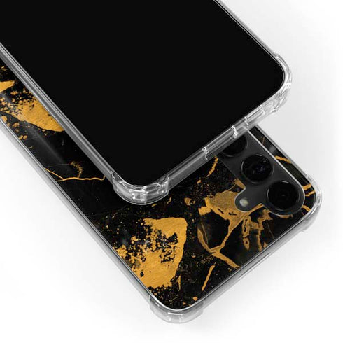 Black and Gold Scattered Marble Galaxy S24 Plus Clear Case
