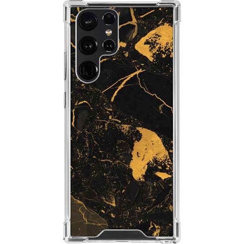 Black and Gold Scattered Marble Galaxy S24 Ultra Clear Case