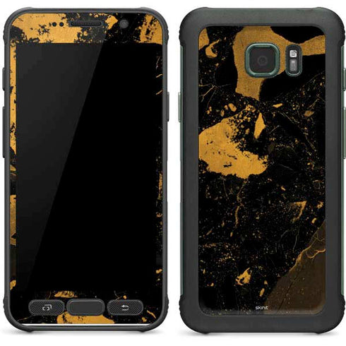 Black and Gold Scattered Marble Galaxy S7 Active Skin