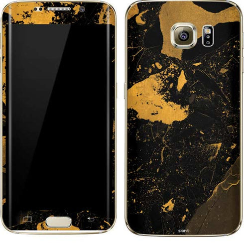 Black and Gold Scattered Marble Galaxy S7 Edge Skin