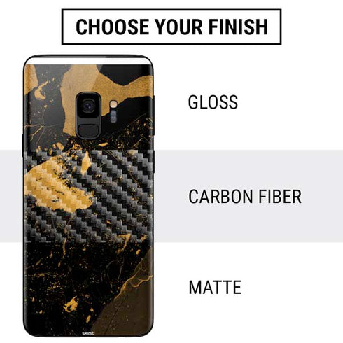 Black and Gold Scattered Marble Galaxy S9 Skin