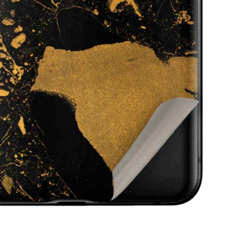 Black and Gold Scattered Marble Galaxy Z Flip Skin